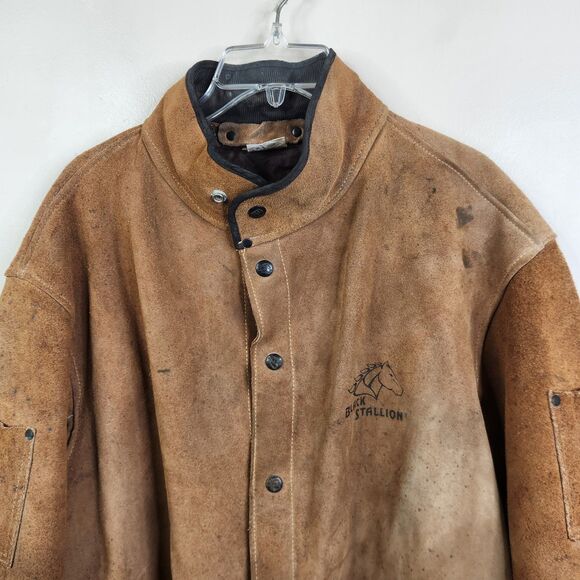 Black Stallion Vintage 30WC Split Cowhide Snap Button Leather Welding Jacket XL - Picture 3 of 12